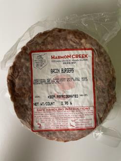 1/4# BEEF BACON BURGER PATTIES $13.00LB 4 PACK AVG. 1 LB